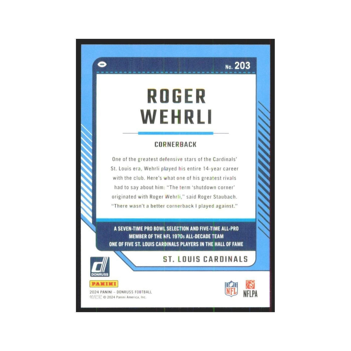 2024 Donruss Roger Wehrli Cardinals #203