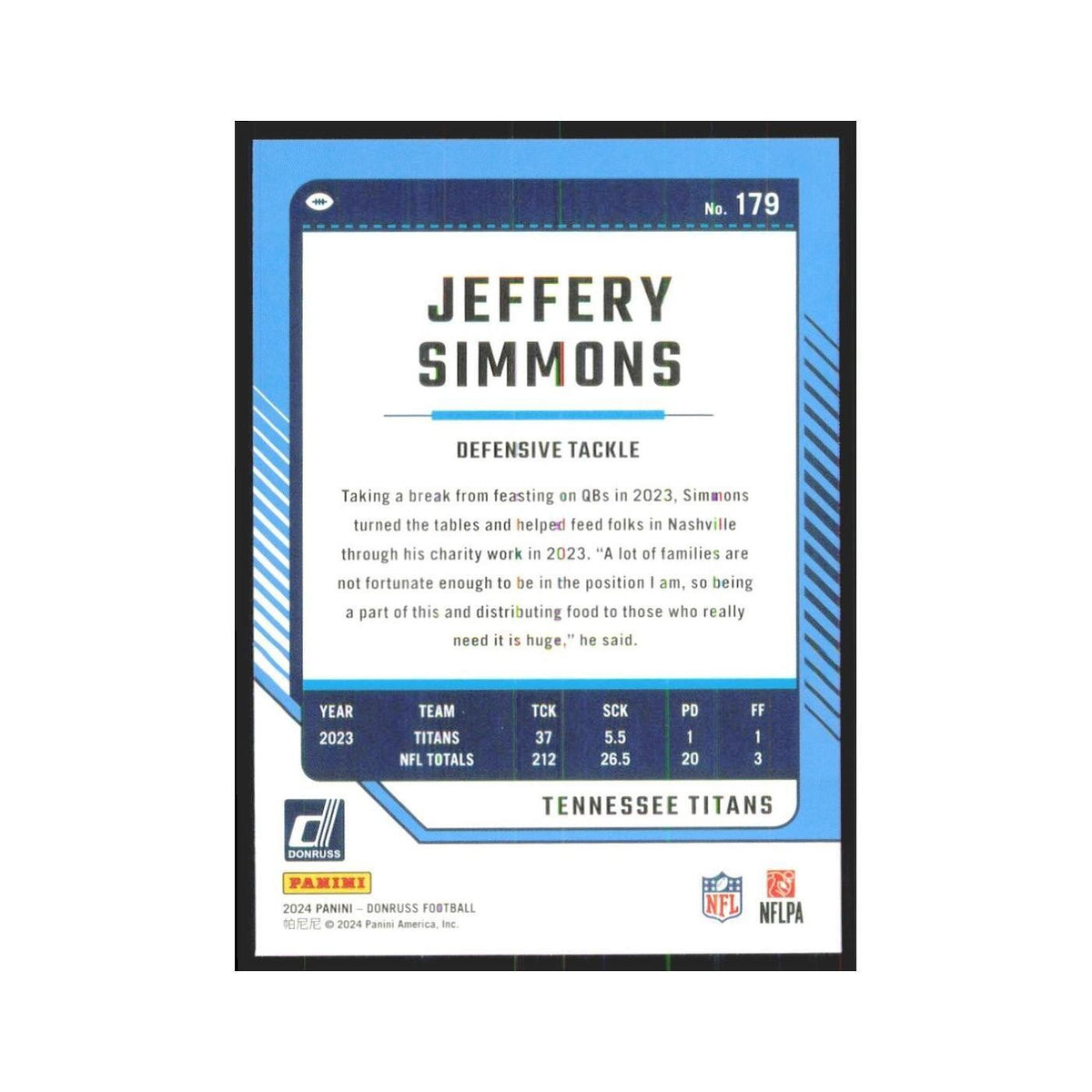 2024 Donruss Jeffery Simmons Titans #179