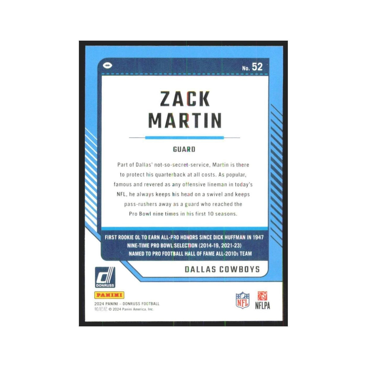 2024 Donruss Zack Martin Cowboys #52