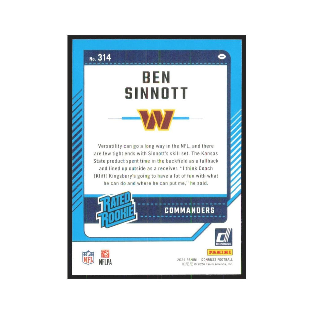 2024 Donruss Ben Sinnott RC Commanders #314