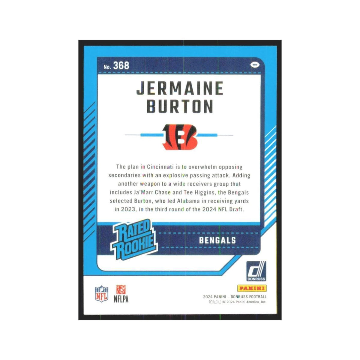 2024 Donruss Jermaine Burton RC Bengals #368
