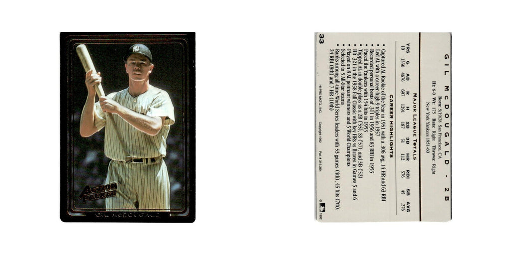 Gil McDougald 1992 Action Packed All-Star Gallery #33 New York Yankees NM