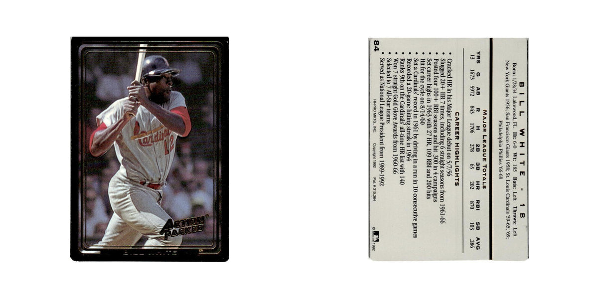 Bill White 1992 Action Packed All-Star Gallery #84 St. Louis Cardinals NM
