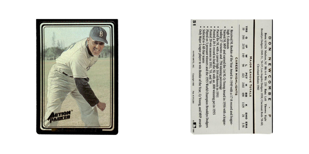 Don Newcombe 1992 Action Packed All-Star Gallery #51 Brooklyn Dodgers NM
