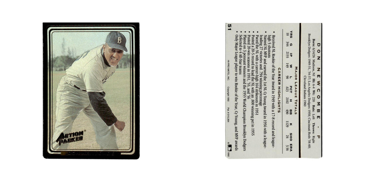 Don Newcombe 1992 Action Packed All-Star Gallery #51 Brooklyn Dodgers NM