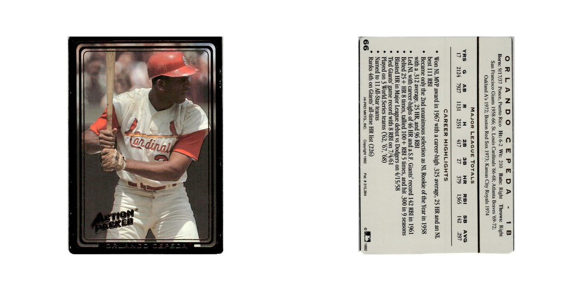Orlando Cepeda 1992 Action Packed All-Star Gallery #66 St. Louis Cardinals NM