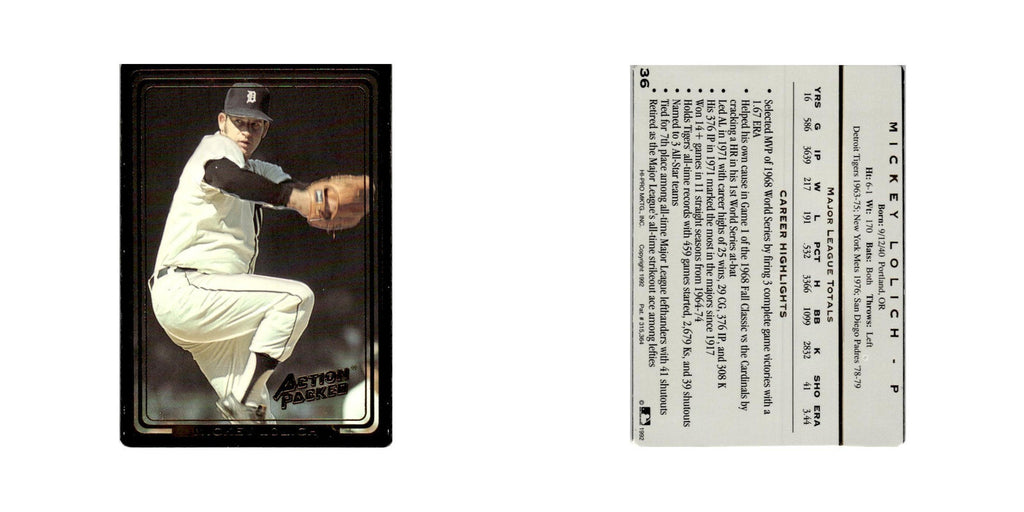 Mickey Lolich 1992 Action Packed All-Star Gallery #36 Detroit Tigers NM