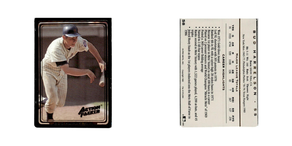 Bud Harrelson 1992 Action Packed All-Star Gallery #58 New York Mets NM