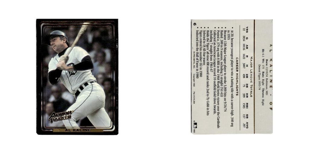 Al Kaline 1992 Action Packed All-Star Gallery #6 Detroit Tigers Baseball Card NM