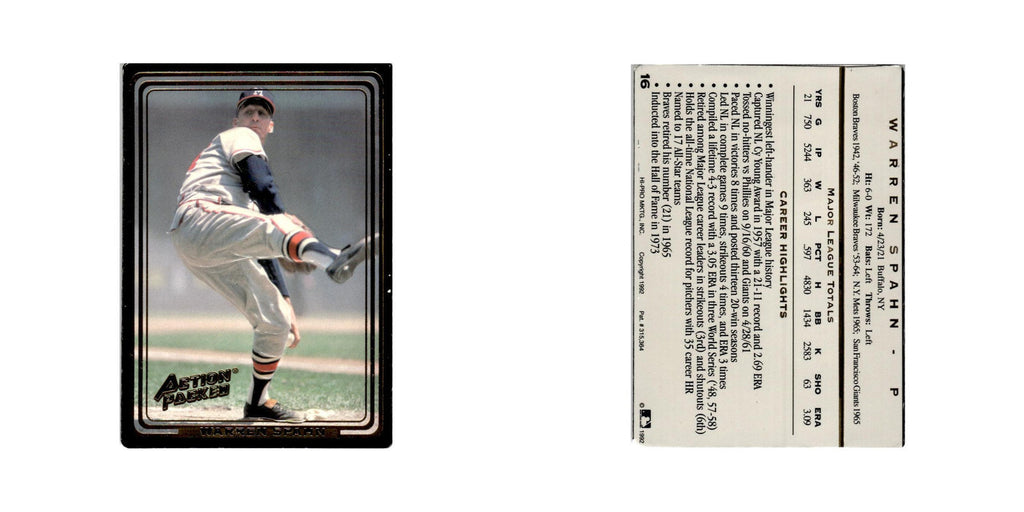 Warren Spahn 1992 Action Packed All-Star Gallery #16 Milwaukee Braves NM