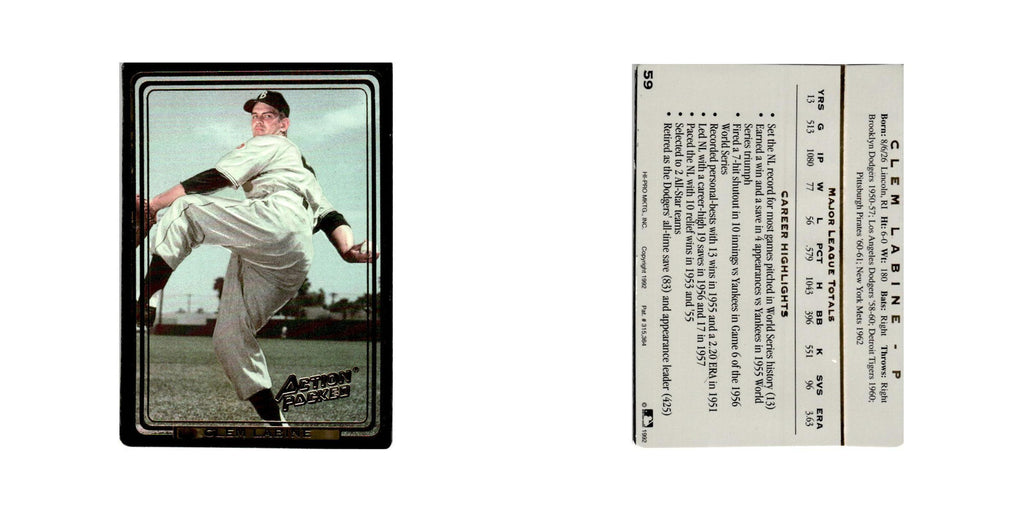 Clem Labine 1992 Action Packed All-Star Gallery #59 Brooklyn Dodgers NM