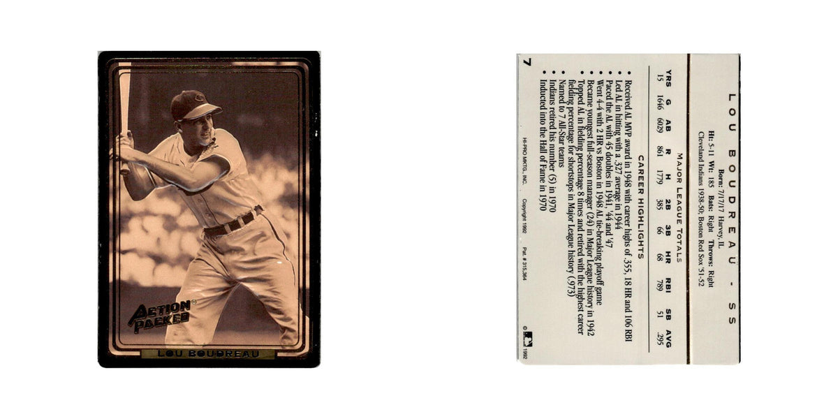 Lou Boudreau 1992 Action Packed All-Star Gallery #7 Cleveland Indians NM