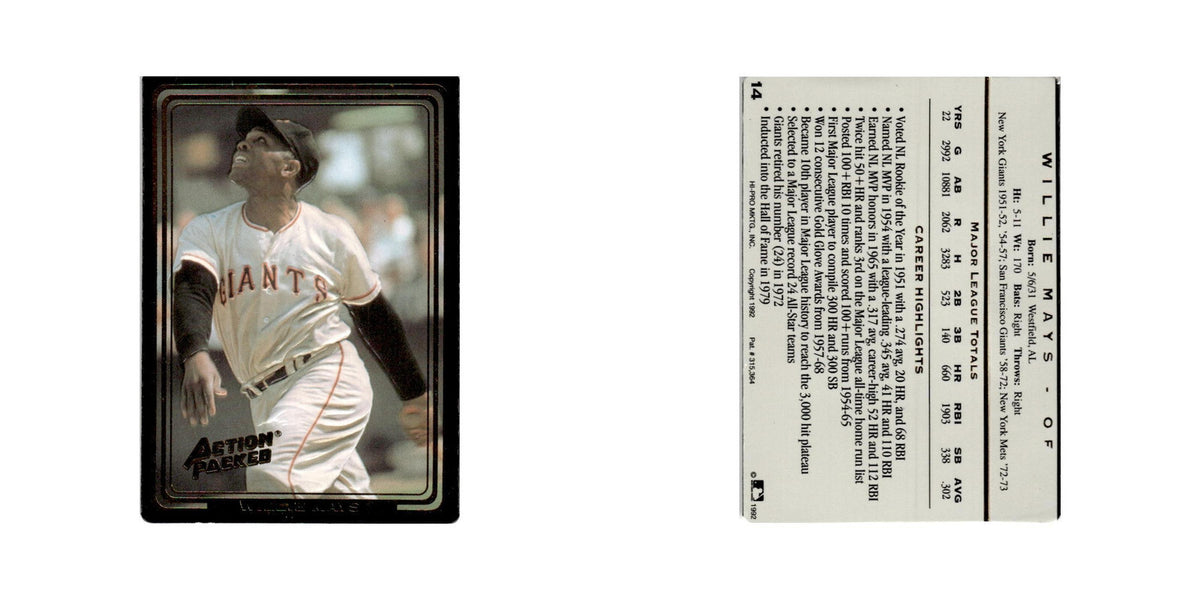 Willie Mays 1992 Action Packed All-Star Gallery #14 San Francisco Giants NM
