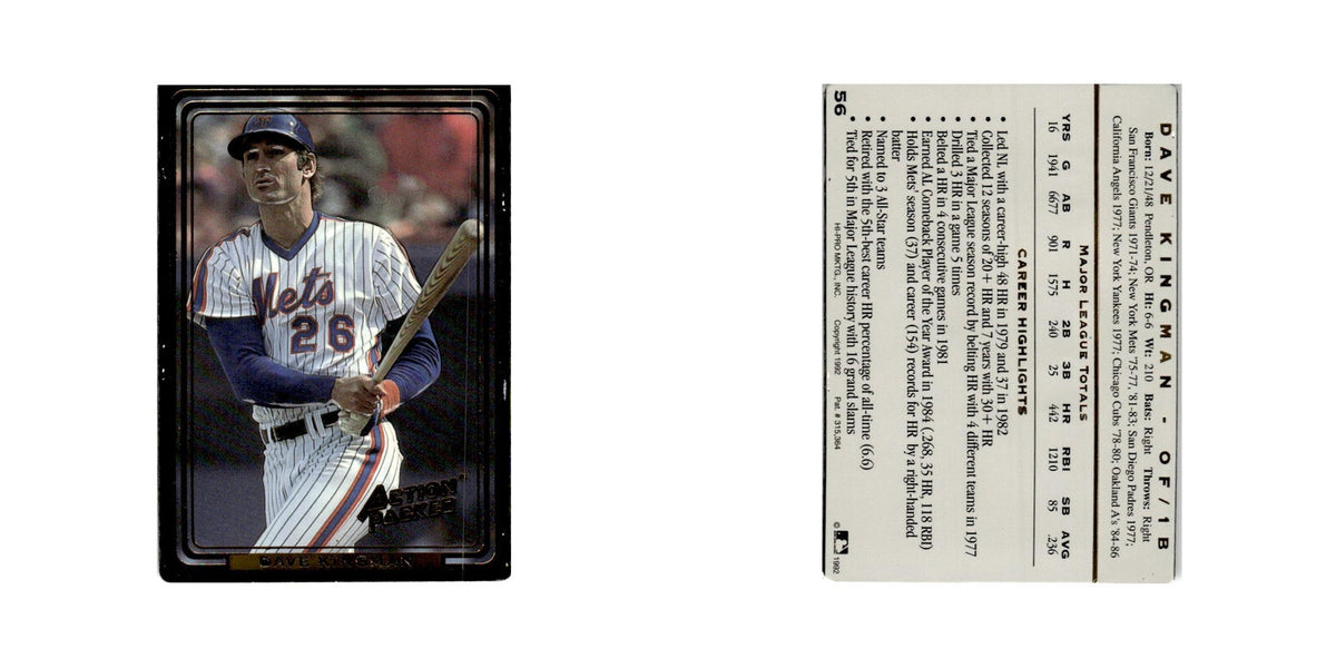 Dave Kingman 1992 Action Packed All-Star Gallery #56 New York Mets NM