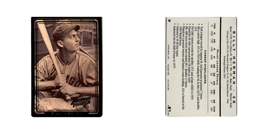 Billy Herman 1992 Action Packed All-Star Gallery #9 Chicago Cubs NM