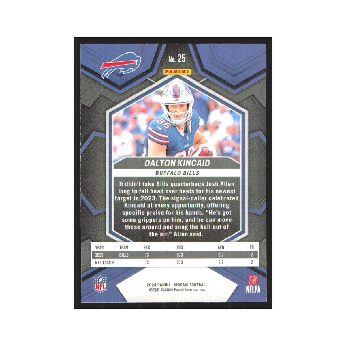 2023 Mosaic Dalton Kincaid Bills #25