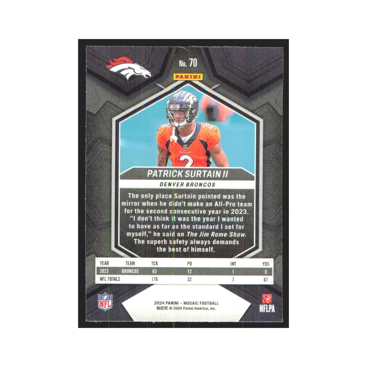 2024 Mosaic Patrick Surtain II Broncos #70