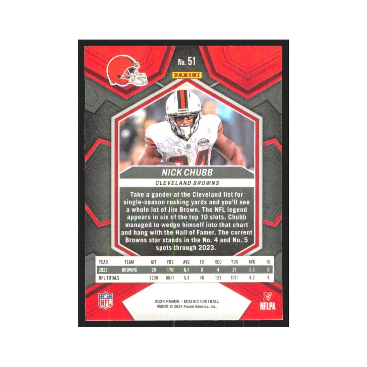 2024 Mosaic Nick Chubb Browns #51
