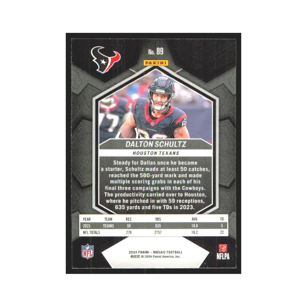 2024 Mosaic Dalton Schultz Texans #89
