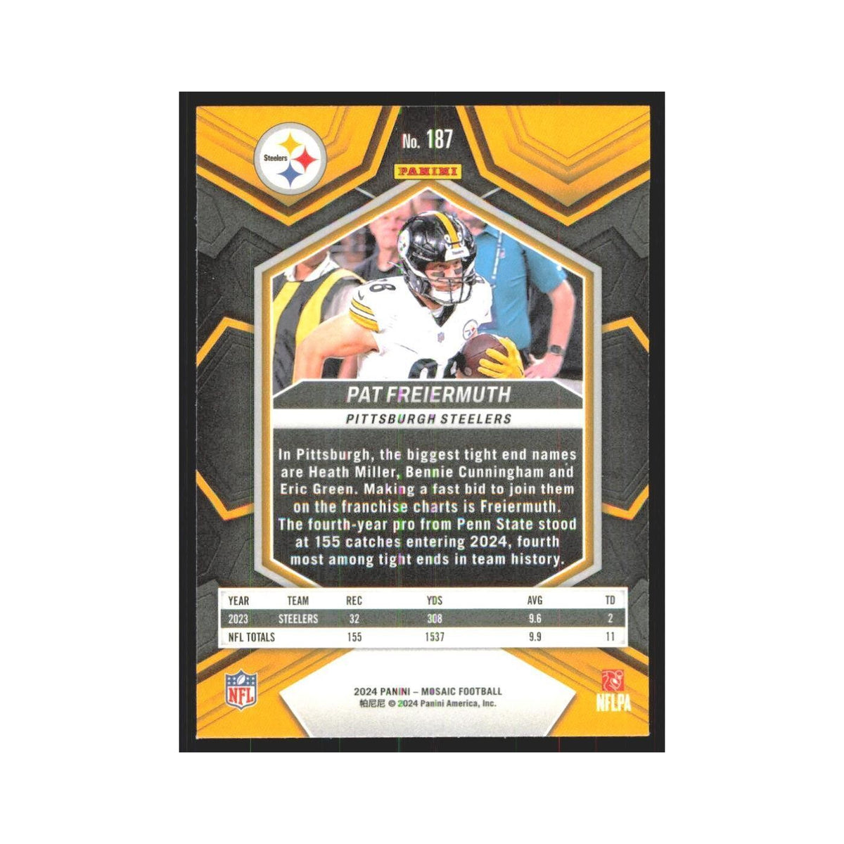 2024 Mosaic Pat Freiermuth Steelers #187