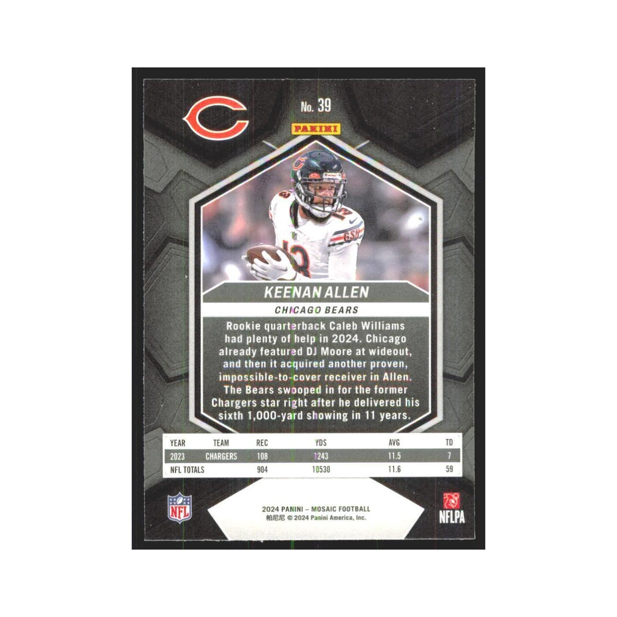2024 Mosaic Keenan Allen Bears #39