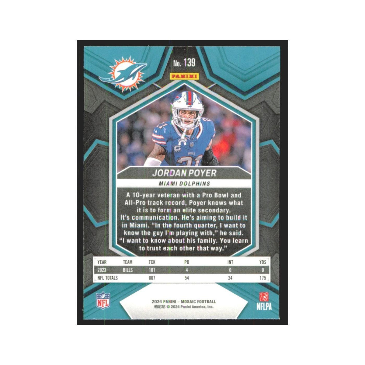 2024 Mosaic Jordan Poyer Bills #139