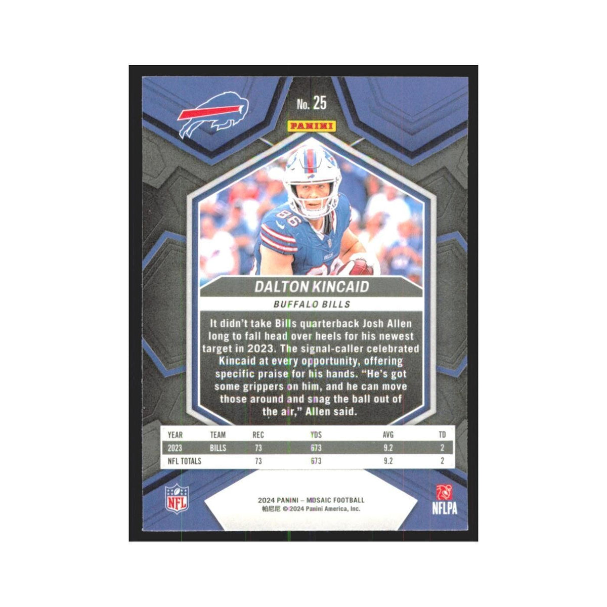 2023 Mosaic Dalton Kincaid Bills #25