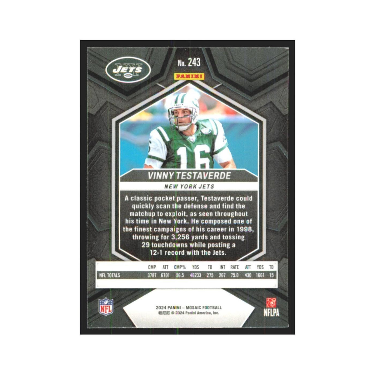 2024 Mosaic Vinny Testaverde Jets #243