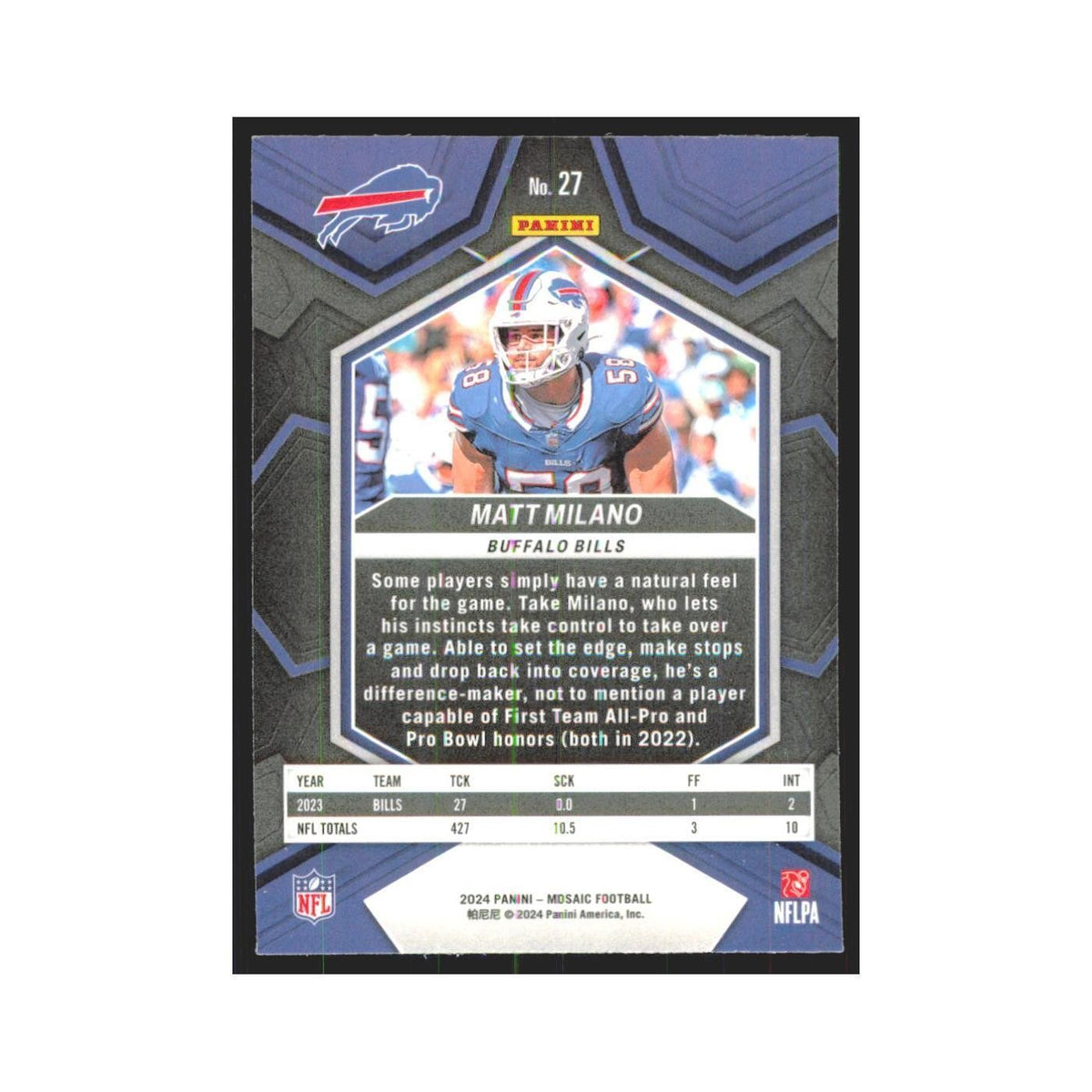 2024 Mosaic Matt Milano Bills #27