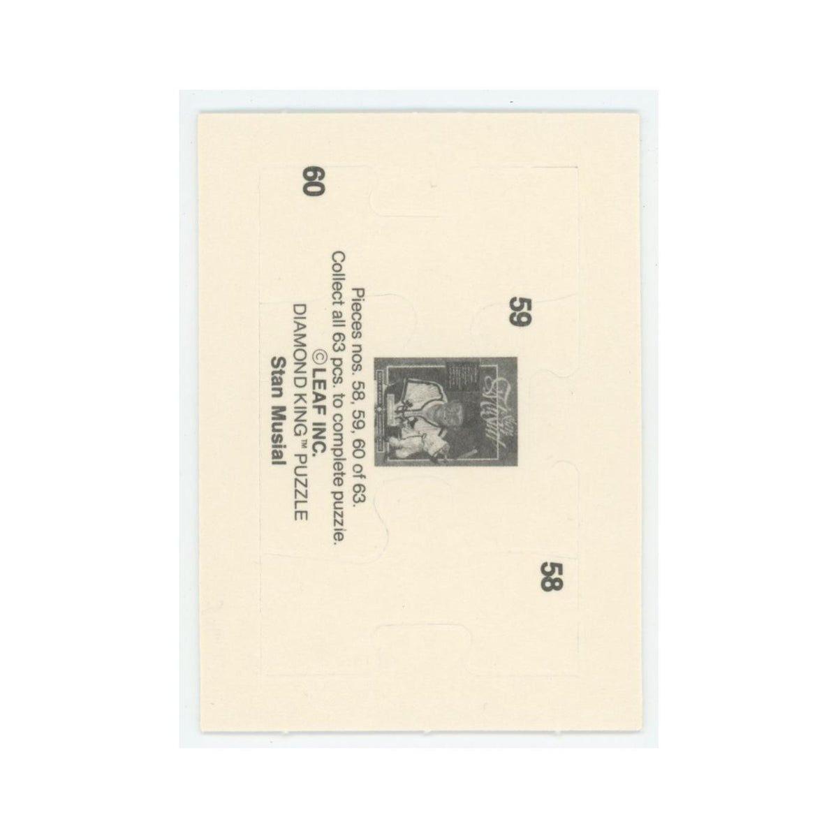 Stan Musial 1986 Leaf Diamond King Puzzle Pieces #58/59/60 Baseball Card NM