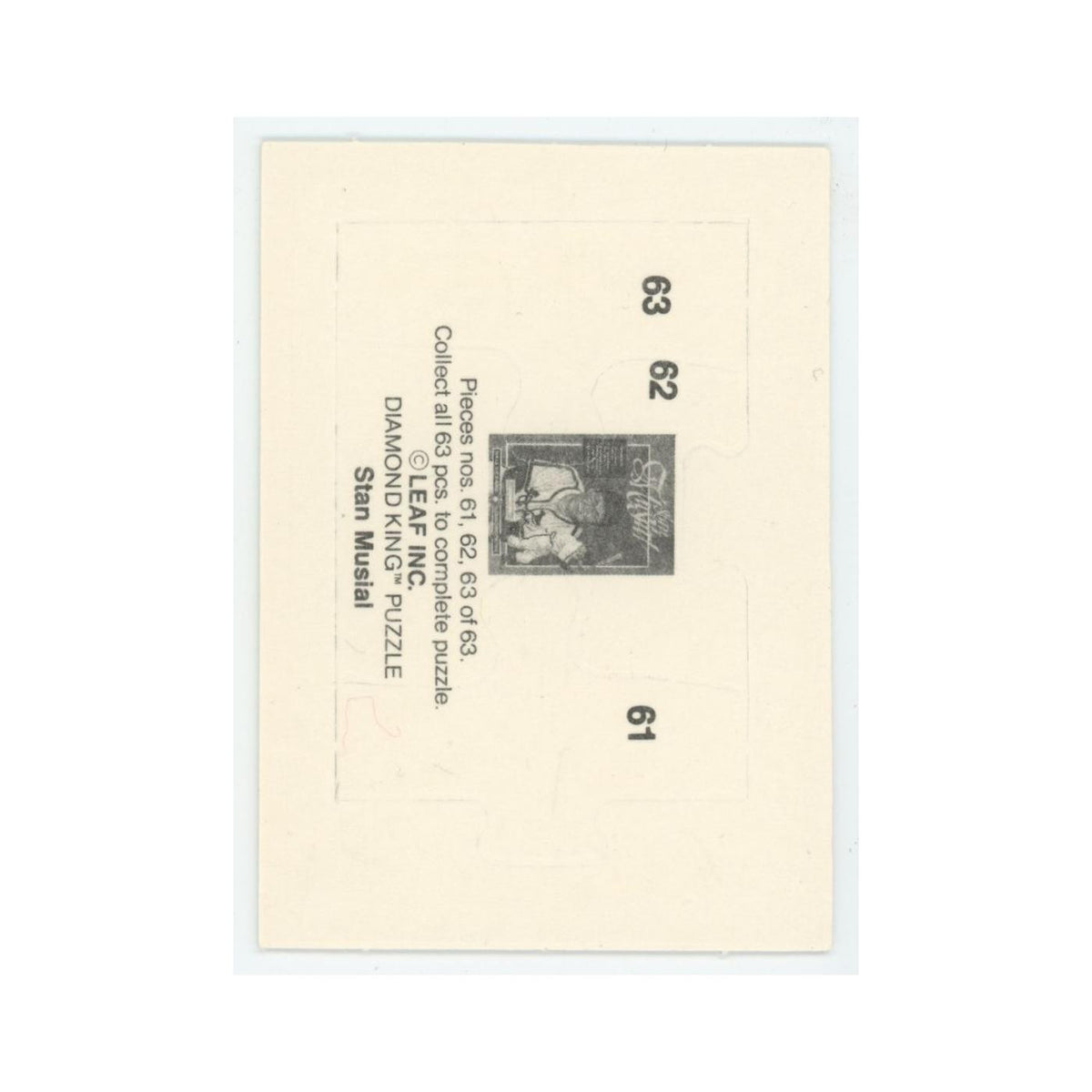 Stan Musial 1986 Leaf Diamond King Puzzle Pieces #61/62/63 Baseball Card NM