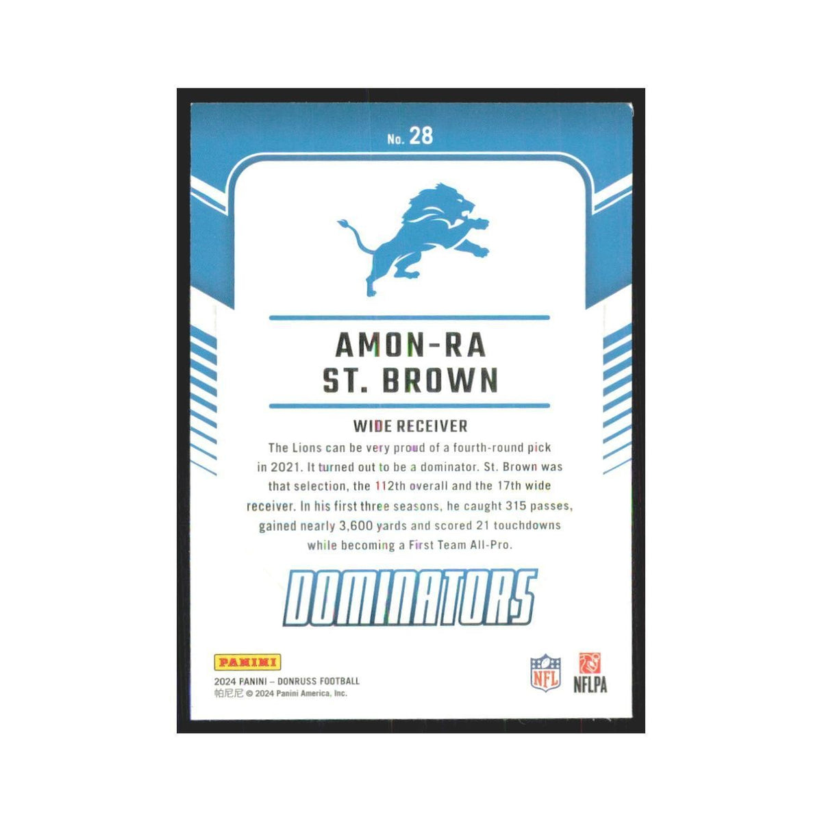 2024 Donruss Amon Ra St. Brown Lions #28