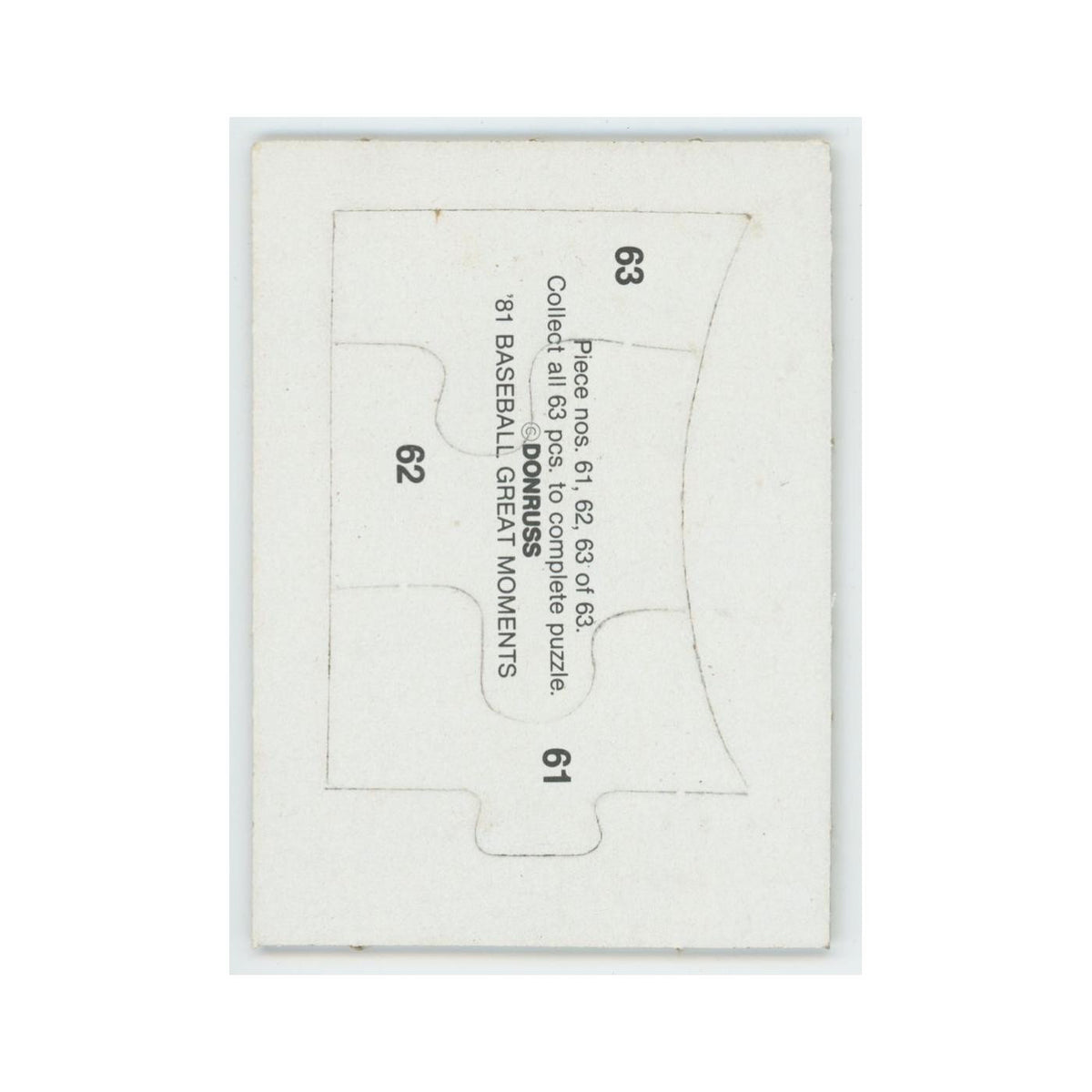 Baseball Great Moments Puzzle Pieces 1982 Donruss #61/62/63 Baseball Card NM