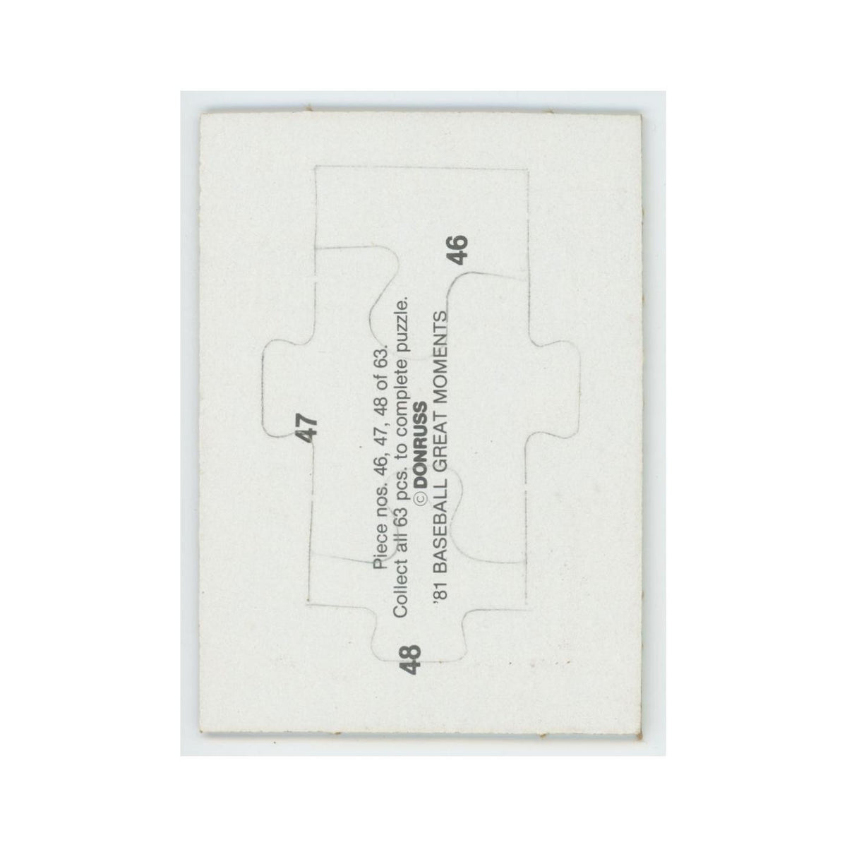 Baseball Great Moments Puzzle Pieces 1982 Donruss #46/47/48 Baseball Card NM