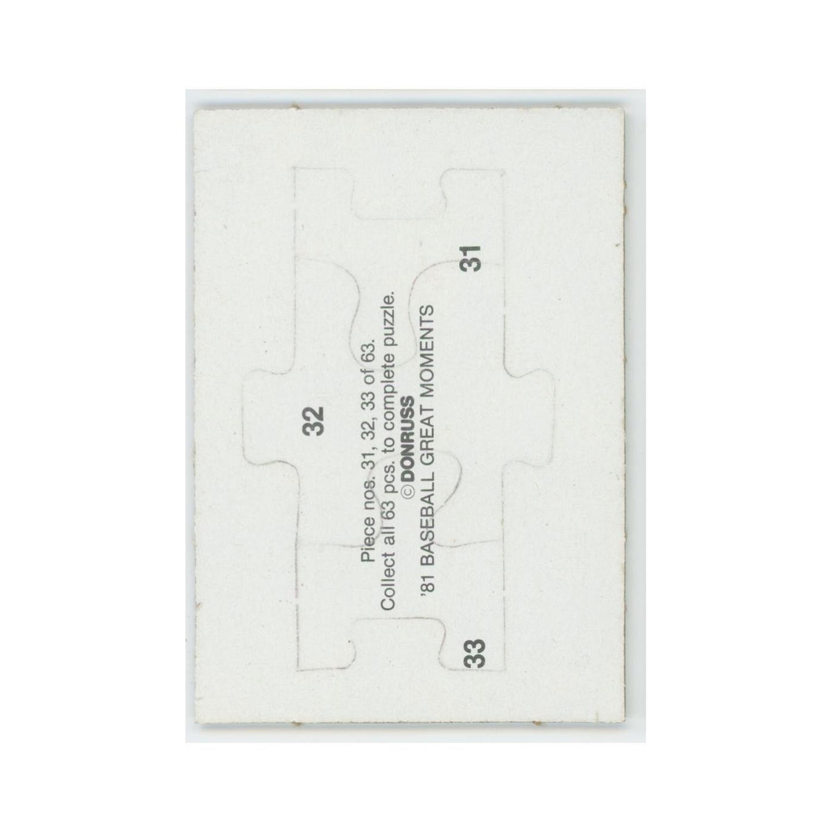 Baseball Great Moments Puzzle Pieces 1982 Donruss #31/32/33 Baseball Card NM