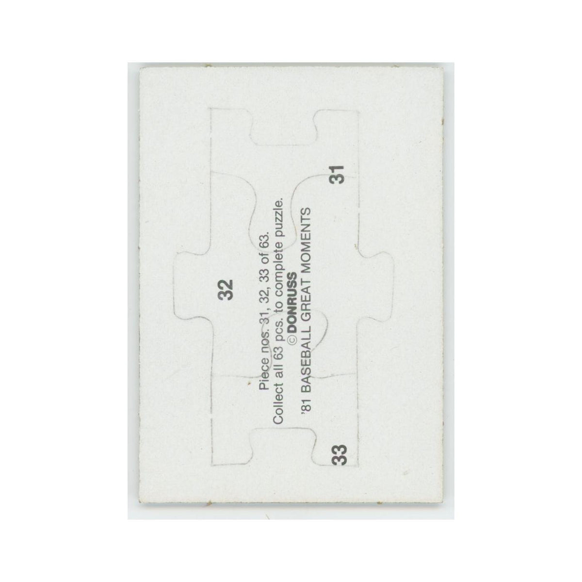 Baseball Great Moments Puzzle Pieces 1982 Donruss #31/32/33 Baseball Card NM