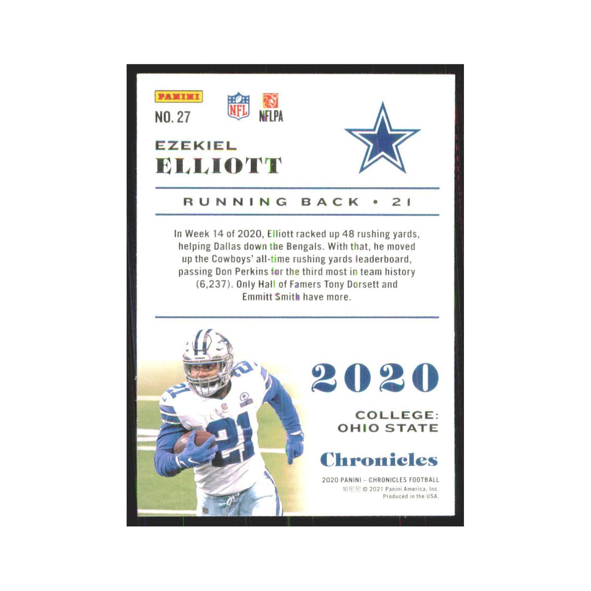 2020 Panini Chronicles Ezekiel Elliott Cowboys #27