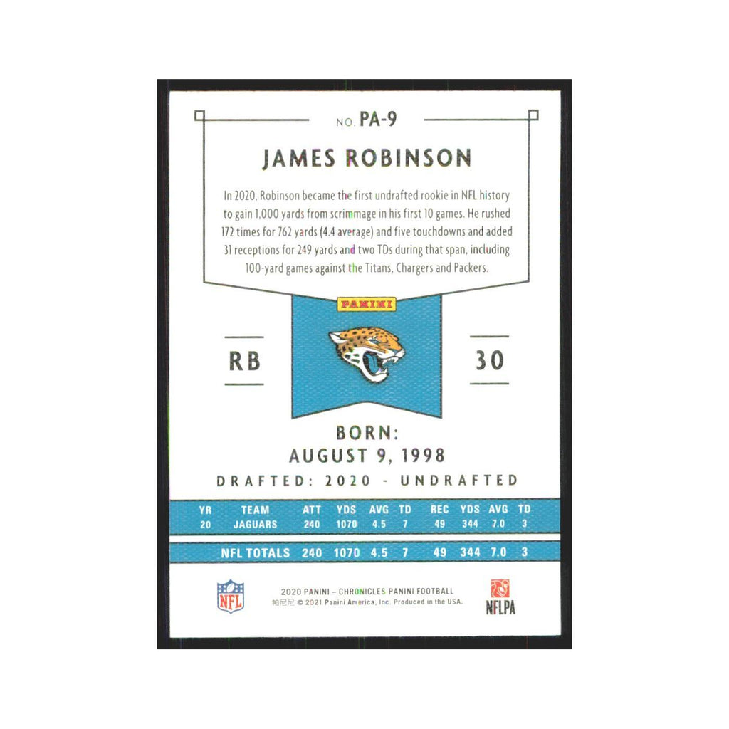 2020 Panini Chronicles James Robinson RC Jaguars #PA-9
