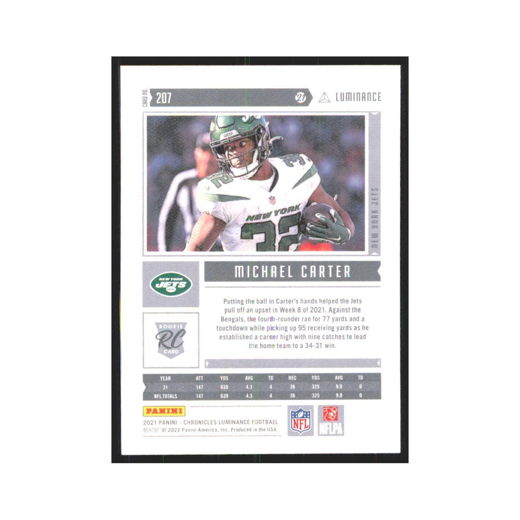2020 Panini Chronicles Luminance Michael Carter Jets #207