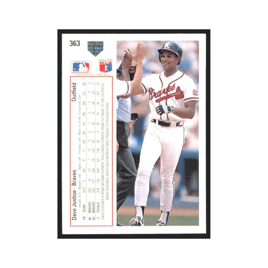1991 Upper Deck Dave Justice Braves #363