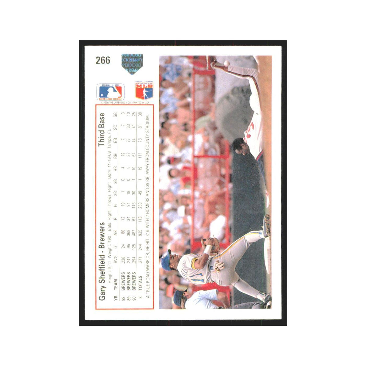 1991 Upper Deck Gary Sheffield Brewers #266