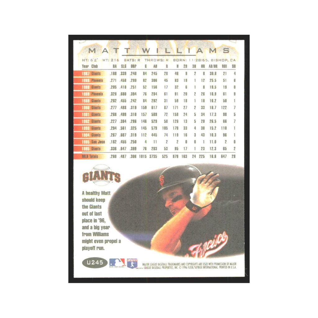 1996 Fleer Matt Williams Giants #U245