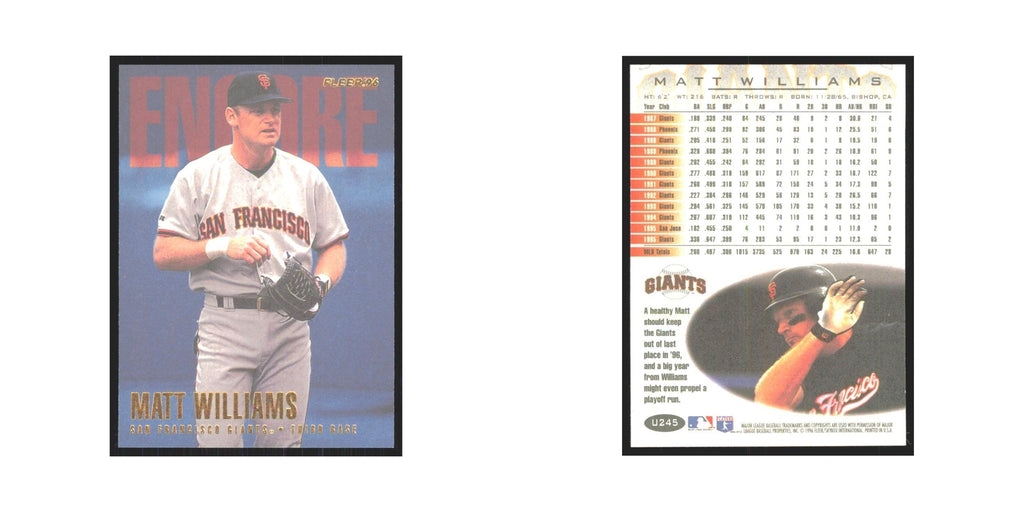 1996 Fleer Matt Williams Giants #U245