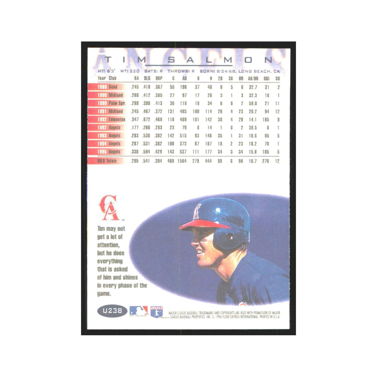 1996 Fleer Tim Salmon Angels #U238