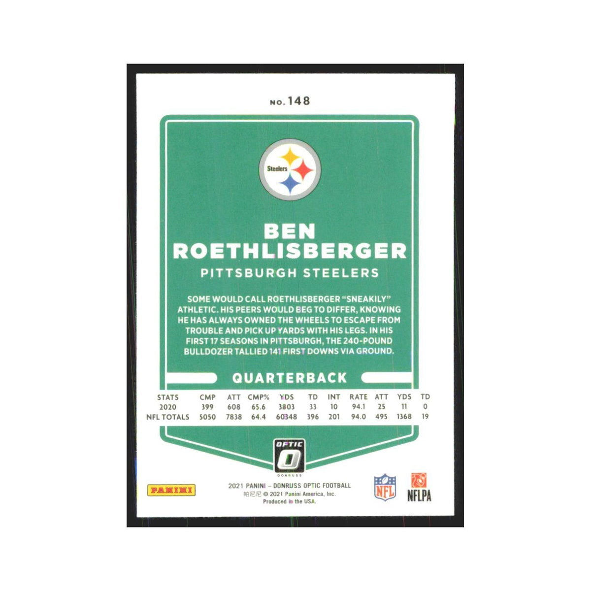 2021 Donruss Optic Ben Roethlisberger Steelers #148