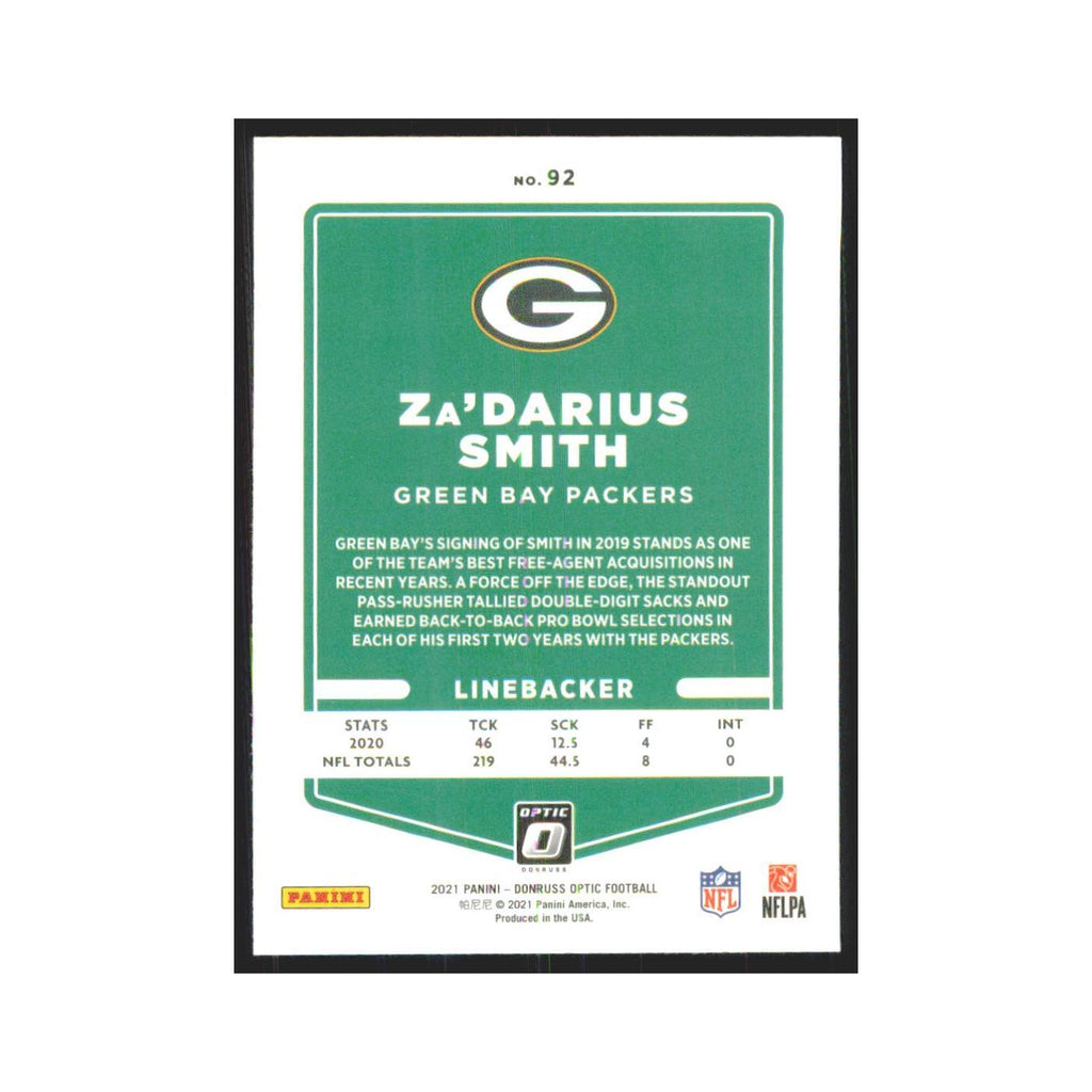 2021 Donruss Optic Za'Darius Smith Packers #92