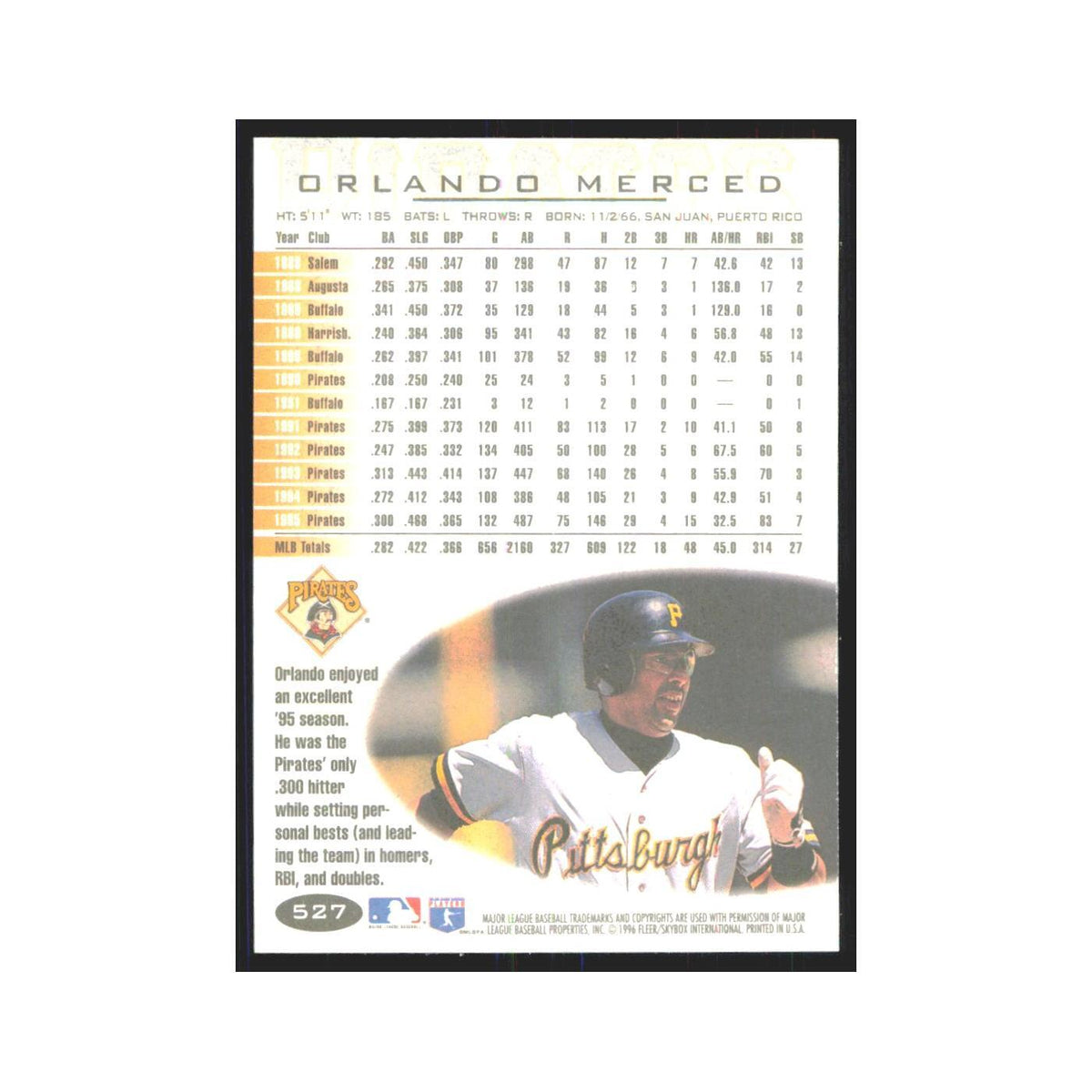 1996 Fleer Orlando Merced Pirates #527