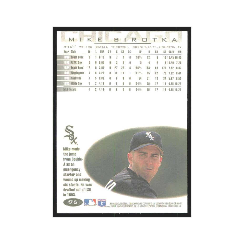 1996 Fleer Mike Sirotka White Sox #76