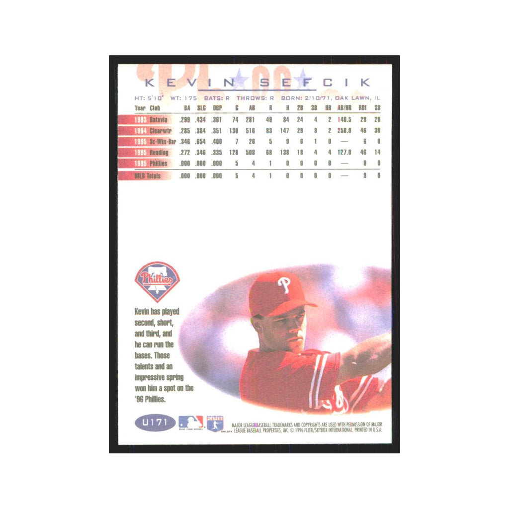 1996 Fleer Kevin Sefcik Phillies #U171
