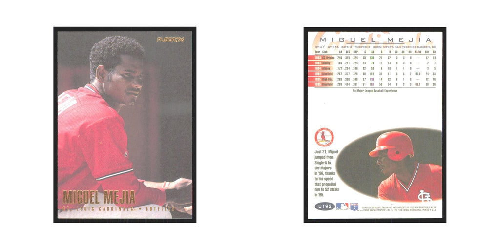 1996 Fleer Miguel Mejia Cardinals #U192